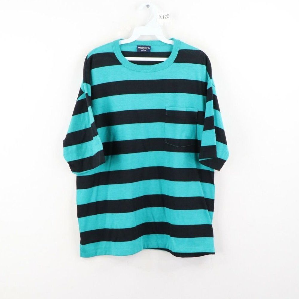 Vtg 90s Streetwear Multicolor Striped Pocket Shirt